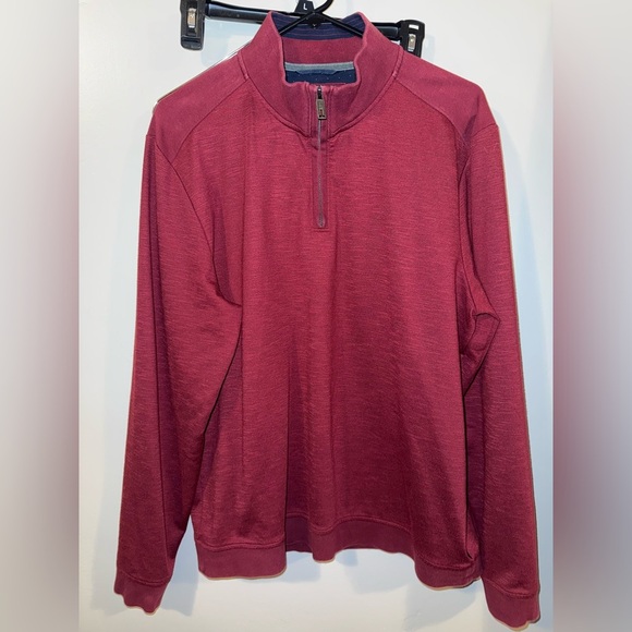 TED BAKER LONDON Academia 1/4 Zip Sweater Mens XL Size 5 Red Casual Preppy - Picture 1 of 6